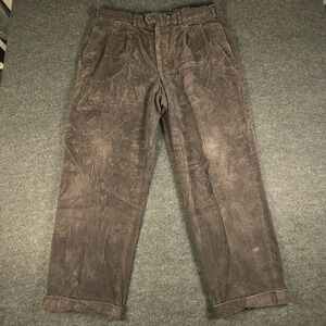 Faconnable Albert Goldberg Brown Corduroy Pleated Trousers Men's 40 (Fits 40x30)
